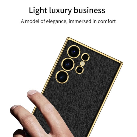 Противоударный чехол GKK Plating TPU + Leather для Samsung Galaxy S24 Ultra 5G - Fiber