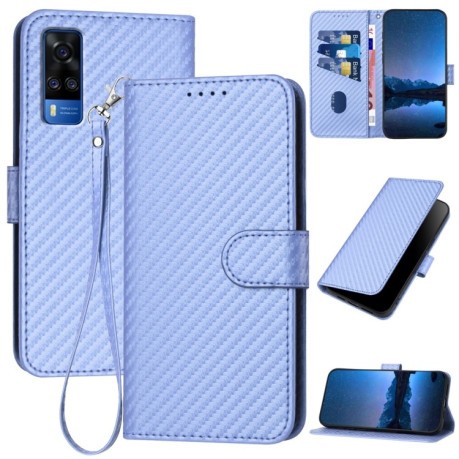 Чохол-книжка Carbon Fiber Texture на Vivo Y51/Y31 4G/Y53s 4G/Y51a YX0070 - фіолетовий