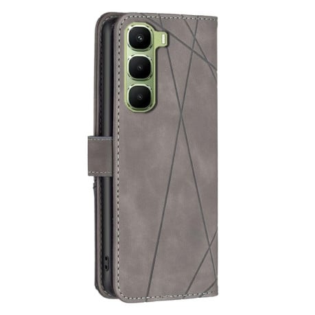 Чохол-книжка з фактурою Rhombus та магнітним хлястиком на Infinix Hot 60 Pro+ 4G - сірий