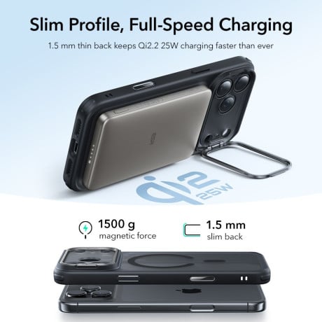 Оригінальний чохол ESR Classic Hybrid з підставкою Kickstand та з MagSafe на iPhone 17 Pro Max - Clear Black