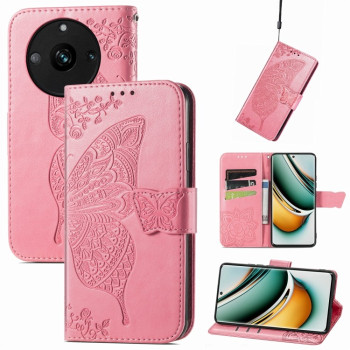 Чохол-книжка Butterfly Love Flower Embossed на Realme 11 Pro 5G/11 Pro+ 5G - рожевий