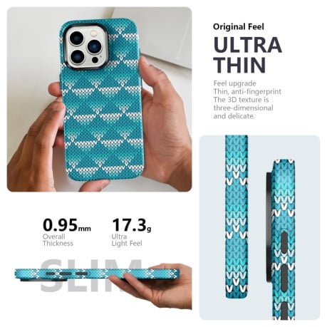Чехол Textile Texture Matte Ultra-thin для iPhone 15 - голубой