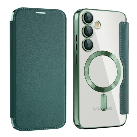 Чехол-книжка Shield MagSafe RFID Anti-theft Leather для Samsung Galaxy S24 FE 5G - зеленый