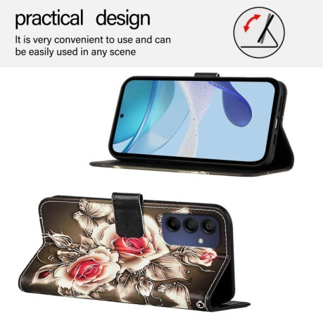 Чехол-книжка Colored Drawing Pattern Plain Weave Leather для Samsung Galaxy A16 5G - розовый