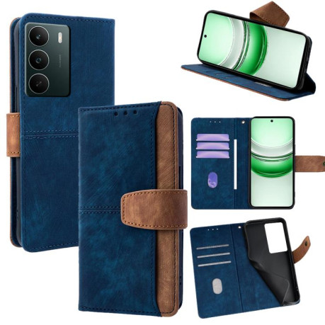Чохол-книжка Color Stitching Skin Feel із захистом від сканування RFID та магнітним хлястиком на Realme C71 4G - синій