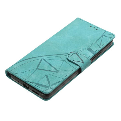 Чехол-книжка Triangles Embossed Leather для Motorola Edge 60 - зеленый