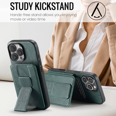 Чохол Fierre Shann Oil Wax Cow Leather Card Holder на iPhone 16 Pro - зелений