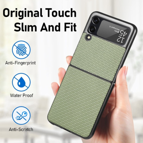 Протиударний чохол Cross Pattern Slim для Samsung Galaxy Flip4 5G - зелений