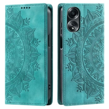 Чехол-книжка с тиснением “Totem” на OPPO A58 4G - зеленый