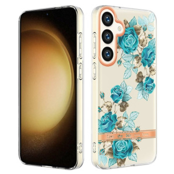 Противоударный чехол Flowers and Plants гибрид твердого и мягкого материала для Samsung Galaxy S24 5G - Rose
