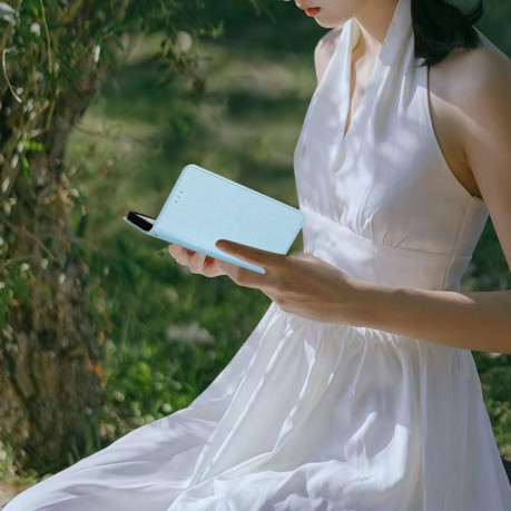 Чехол-книжка Silk Texture Horizontal Flip Leather для OnePlus 13 - голубой