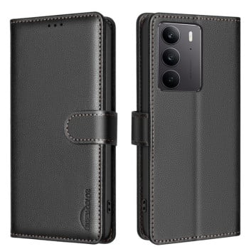 Чохол-книжка Litchi Texture RFID Anti-theft Leather на Realme C75 4G - чорний