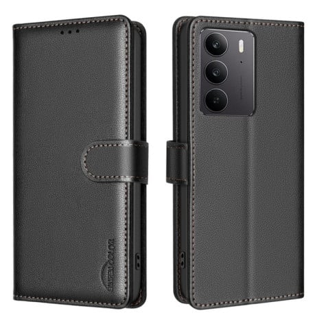 Чехол-книжка Litchi Texture RFID Anti-theft Leather на Realme C75 4G - черный