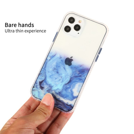 Противоударный чехол Marble Pattern Glittery Powder на iPhone 12 Pro Max - прозрачно-голубой