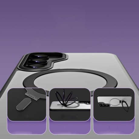 Чохол MagSafe Airbag Shockproof Frosted with Fold Holder для Samsung Galaxy S25+ 5G - чорний