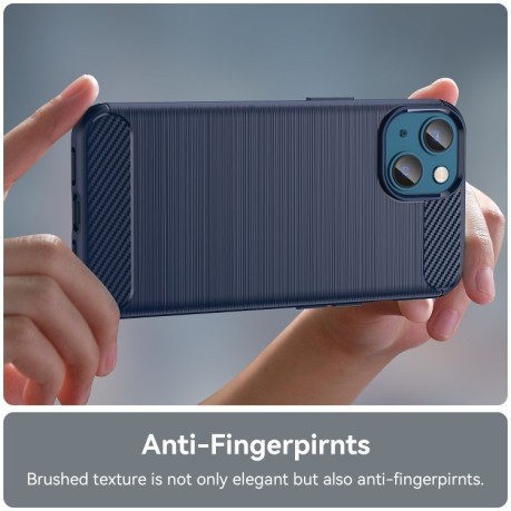 Чехол Brushed Texture Carbon Fiber на iPhone 14 Plus - синий