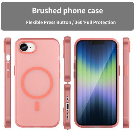 Противоударный чехол MagSafe Frosted Translucent TPU + PC для iPhone 16e - красный