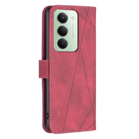 Чехол-книжка с фактурой Rhombus и магнитным хлястиком на Xiaomi Redmi 15 5G Global / 15 4G SEA 169.5mm - красный
