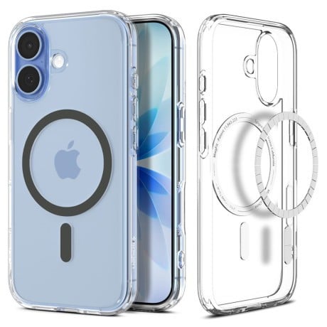 Оригинальный прозрачный чехол Spigen Ultra Hybrid с MagSafe на iPhone 17 - Clear Gray