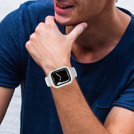 Протиударна накладка із захисним склом 2 in 1 Screen для Apple Watch Series 8 / 7 41mm - біла