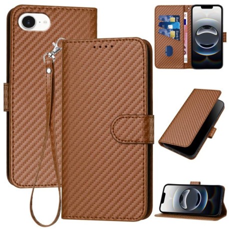 Чохол-книжка Carbon Fiber Texture на iPhone 16e YX0070 - кавовий