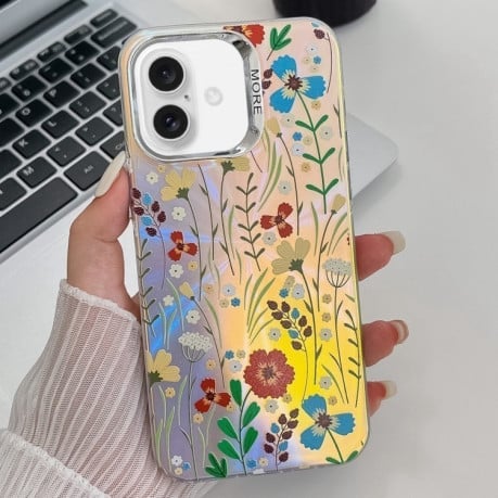 Чохол Electroplating Laser Flower Texture для iPhone 16 Plus - Flower