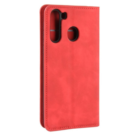 Чохол-книга Retro Solid Color на Samsung Galaxy A21- червоний