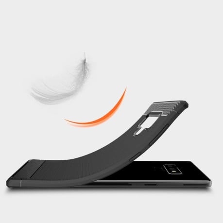 Противоударный чехол Brushed Texture Carbon Fiber на Galaxy Note 9 цвета нави
