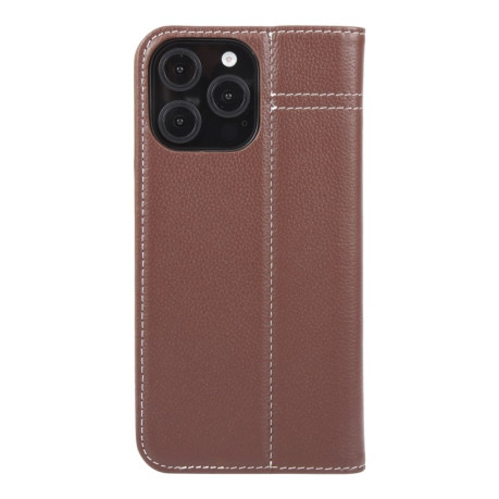 Противоударный чехол GEBEI Top-grain Horizontal Flip Leather для iPhone 16 Pro Max - коричневый