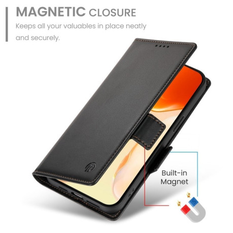 Чехол-книжка Side Buckle Magnetic Frosted Leather для iPhone 16 Plus - черный