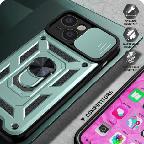 Противоударный чехол Sliding Camshield для  iPhone 14 - зеленый