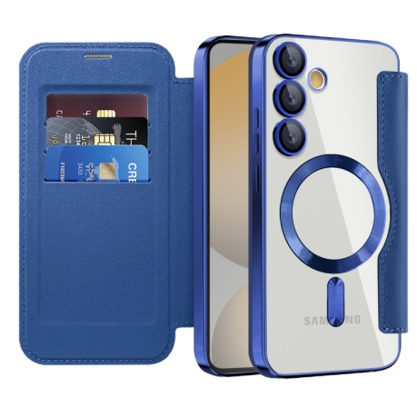 Чехол-книжка Shield MagSafe RFID Anti-theft Leather для Samsung Galaxy S24 FE 5G - синий