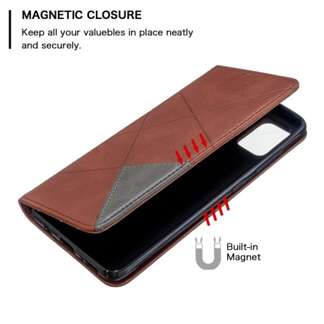 Чохол-книжка Rhombus Texture на Samsung Galaxy A51-коричневий