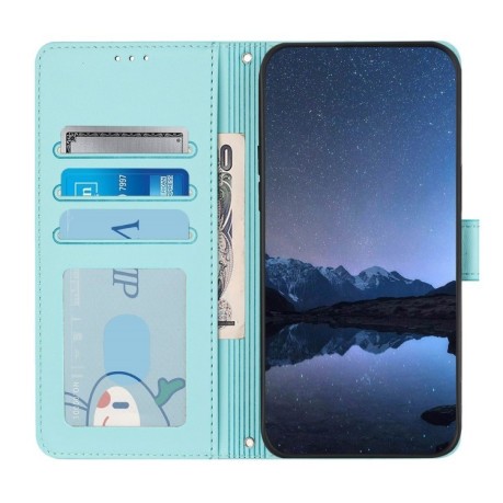 Чехол-книжка Cat Embossing Pattern на Realme GT 7 Pro 5G - зеленый