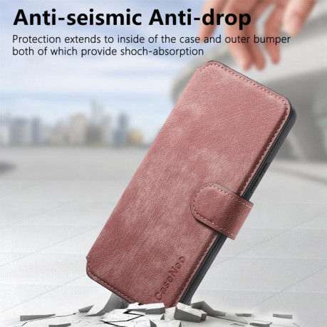 Чехол-книжка CaseNeo MagSafe RFID Anti-theft Retro Leather для Samsung Galaxy S25 Edge 5G - розовый