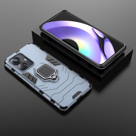 Противоударный чехол HMC Magnetic Ring Holder для Realme 10 Pro+ - синий