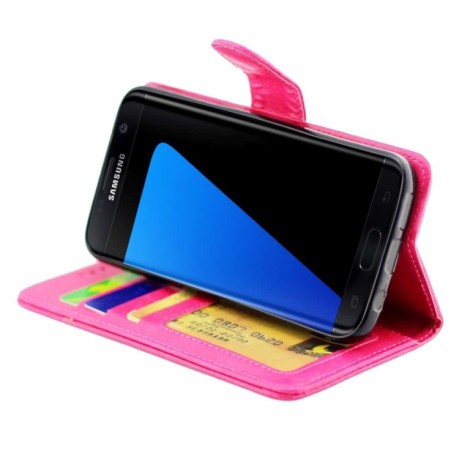 Чехол-книжка Crazy Horse Texture на Samsung Galaxy S7 - пурпурно-красный