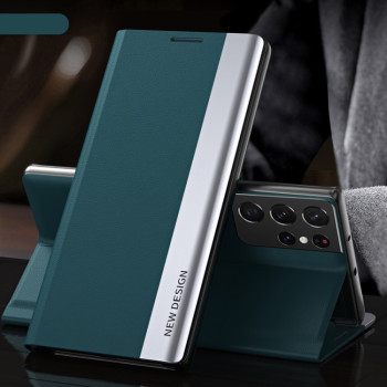 Чехол-книжка Electroplated Ultra-Thin для Samsung Galaxy S23 Ultra 5G - зеленый