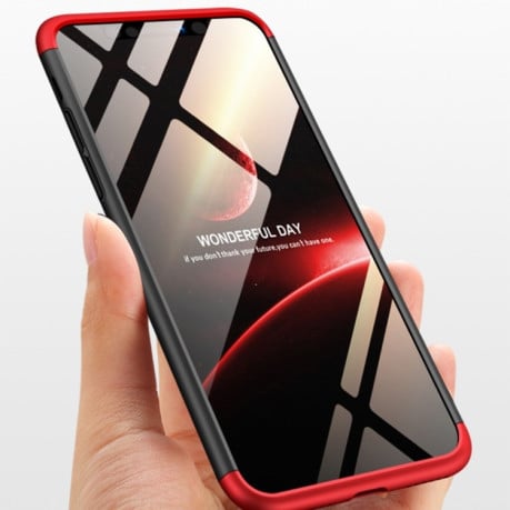 Противоударный чехол GKK Three Stage Splicing Full Coverage на iPhone XR- черно-красный