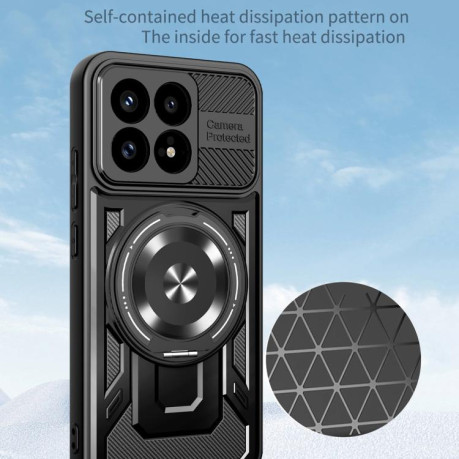 Противоударный чехол Armor Rotating Holder MagSafe на Xiaomi Redmi K90 / Poco F8 Pro — синий