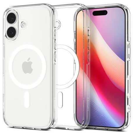 Оригинальный прозрачный чехол Spigen Ultra Hybrid с MagSafe на iPhone 17 - Clear and White