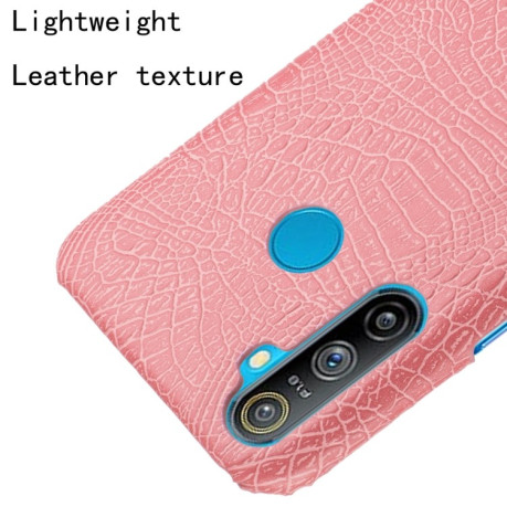Ударопрочный чехол Crocodile Texture на Realme C3 - розовый