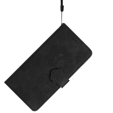 Чехол-книжка Flower Embossing Pattern для Motorola Edge 50 5G - черный