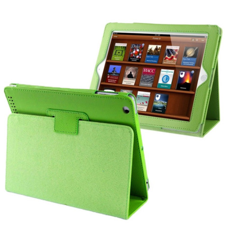 Кожаный Чехол Litchi Texture Sleep / Wake-up зеленый для iPad 4/ 3/ 2