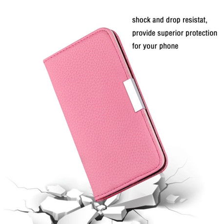 Чехол-книжка Litchi Texture Solid Color на Xiaomi Redmi 10 - розовый