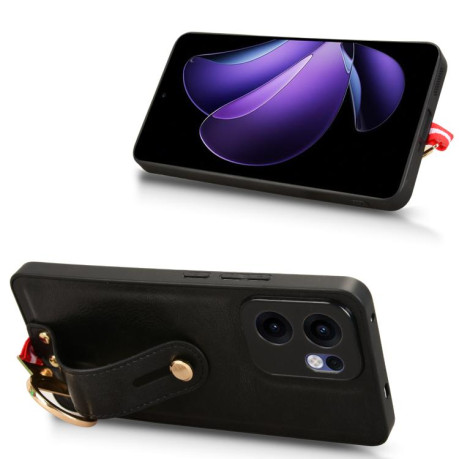 Противоударный чехол Wristband Leather Back для OPPO Reno13 F 5G - черный
