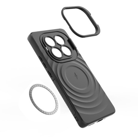 Чохол  Lens Frame Bracket Corrugated MagSafe для Xiaomi Redmi Note 14 Pro+ 5G - чорний