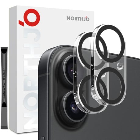Комплект защитных стекл на камеру 2pcs NORTHJO Camera Lens Protector 3D Night Shot Tempered Glass на iPhone 17 - черный