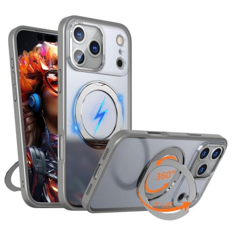 Чехол kalebol с MagSafe и подставкой 360 Metal Ring Holder на iPhone 17 Pro - Gray