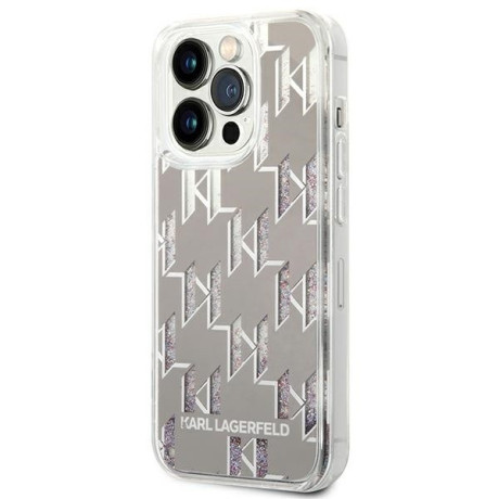 Оригінальний чохол Karl Lagerfeld Liquid Glitter Monogram для iPhone 14 Pro Max - silver